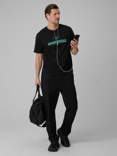 Męski t-shirt z nadrukiem 4F 4FWSS26TTSHM3324 - czarny