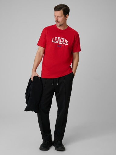 Męski t-shirt z nadrukiem 4F 4FWSS26TTSHM3326 - czerwony