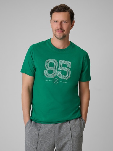  4F Męski tshirt z nadrukiem 4F 4FWSS26TTSHM3327  zielony Zielony