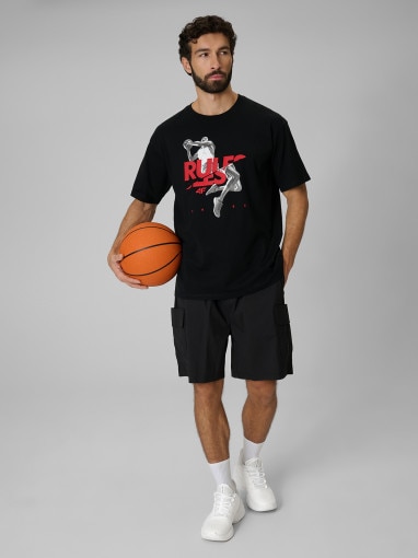 Męski t-shirt z nadrukiem 4F 4FWSS26TTSHM3333 - czarny