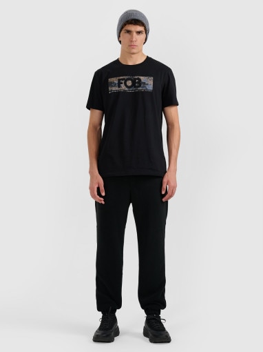  4F Męski tshirt z nadrukiem 4F 4FWAW25TTSHM3139  czarny Czarny