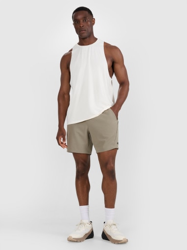 Męski tank top treninowy 4F 4FWAW25TFSLM554 - biały