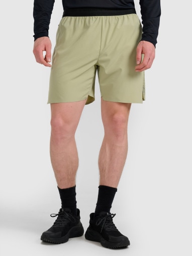 Męskie spodenki do biegania 4F 4FWAW25TFSHM1027 - zielone