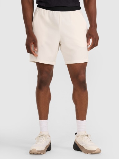 Męskie spodenki treningowe 4F 4FWAW25TFSHM0999 - białe