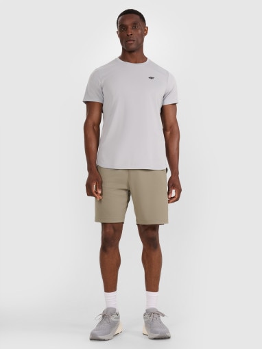  4F Męskie spodenki treningowe 4F 4FWAW25TFSHM1000  oliwkowe Khaki