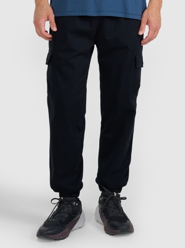 Męskie spodnie casual cargo 4F 4FWAW25TTROM1210 - czarne