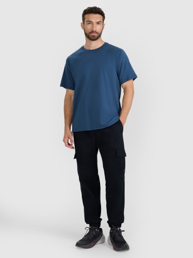  4F Męskie spodnie casual cargo 4F 4FWAW25TTROM1210  czarne Czarny