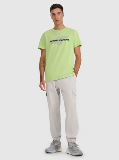  4F Męskie spodnie casual cargo 4F 4FWAW25TTROM1210  szare Szary