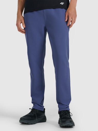 Męskie spodnie do biegania w terenie 4F 4FWAW25TFTRM0930 - niebieskie
