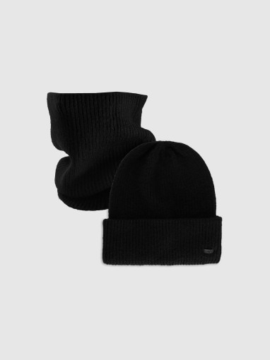  4F Zestaw zimowy komin i czapka uniseks 4F 4FWAW25ACAPF571  czarny Czarny