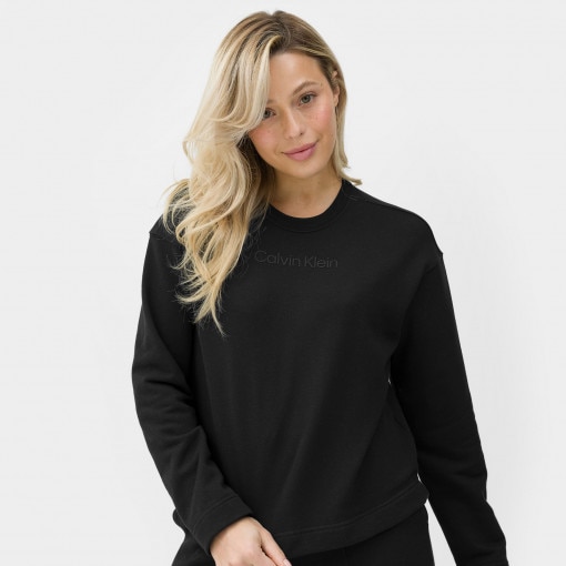 Calvin Klein Damska bluza dresowa nierozpinana bez kaptura Calvin Klein Sweaters 00GWS3W301  czarna Głęboka czerń