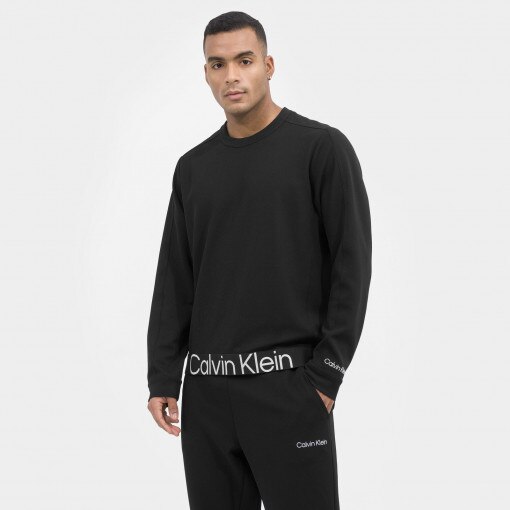 Calvin Klein Męska bluza treningowa nierozpinana bez kaptura CALVIN KLEIN MEN 00GMS3W300  czarna Głęboka czerń