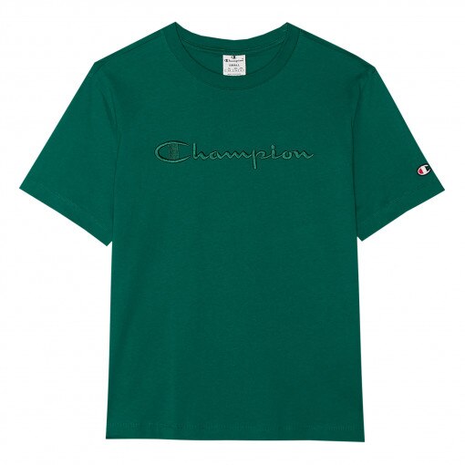 CHAMPION Damski tshirt z nadrukiem Champion Legacy Crewneck Tshirt  zielony Ciemna zieleń