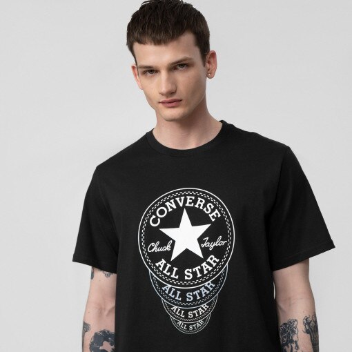 Męski t-shirt z nadrukiem CONVERSE All Star 10024034 - czarny