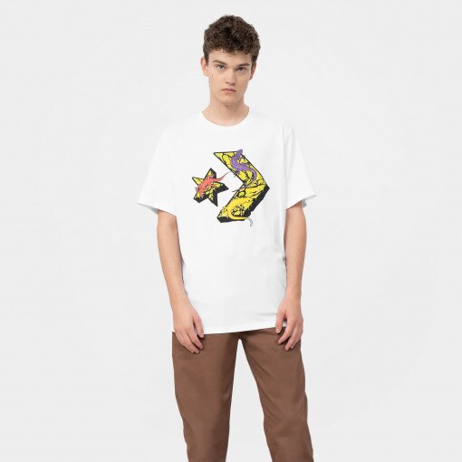 CONVERSE Męski tshirt z nadrukiem CONVERSE Star Chevron Lizard Graphic Tee  biały Biały