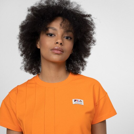 Damski t-shirt crop top FILA TUDELA - pomarańczowy