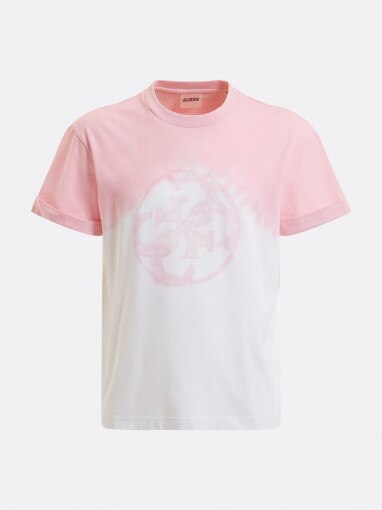 GUESS Damski tshirt z nadrukiem GUESS ANISE TEE Różowy