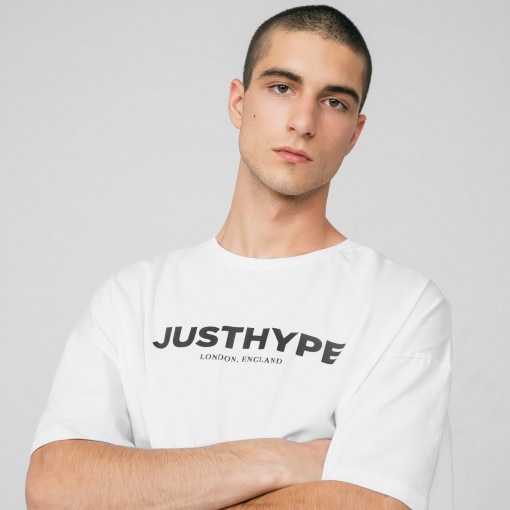 Męski t-shirt oversize z nadrukiem HYPE Men's Oversized T-shirt - biały