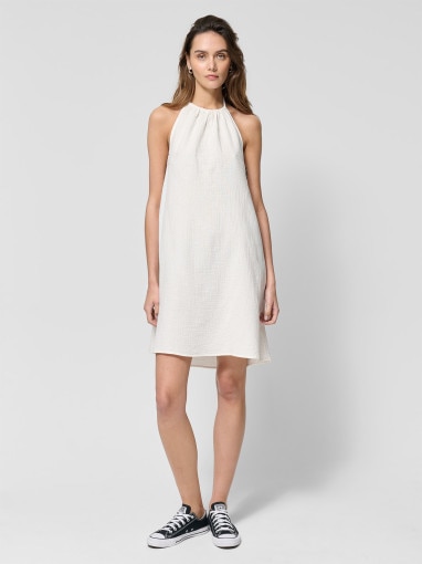 Damska sukienka midi Outhorn OTHWSS24TDREF145 - beżowa