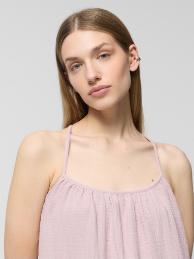 Damska sukienka na ramiączkach Outhorn OTHWSS24TDREF143 - różowa