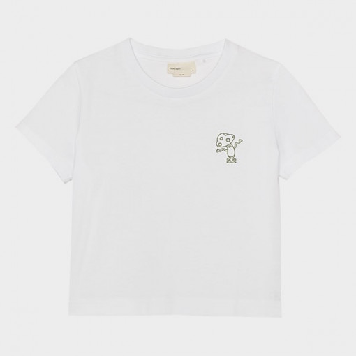 Damski t-shirt crop top z nadrukiem Outhorn OTHWSS24TTSHF1479 - biały
