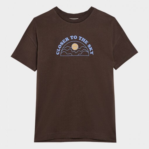Damski t-shirt z nadrukiem Outhorn OTHAW23TTSHF0926 - brązowy