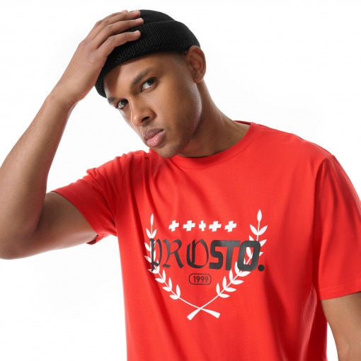 Męski t-shirt z nadrukiem Prosto Huffle - czerwony