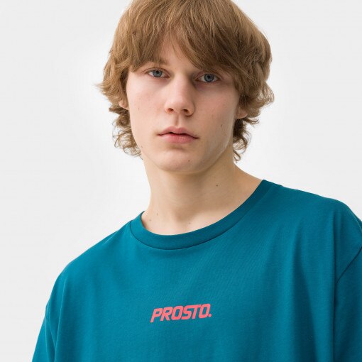 Męski t-shirt z nadrukiem Prosto Outshield - turkusowy