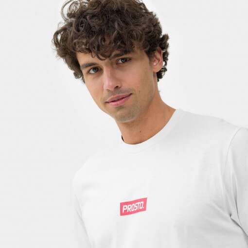 Męski t-shirt z nadrukiem Prosto Redbox - biały