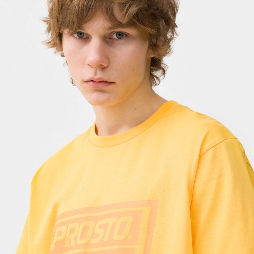 Męski t-shirt z nadrukiem Prosto Shield XXIII - żółty