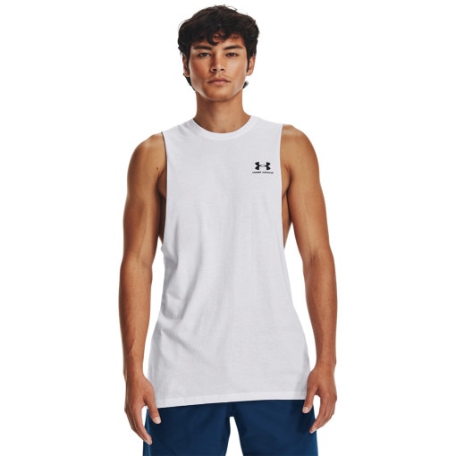  UNDER ARMOUR Męski top treningowy Under Armour UA Left Chest Cut Off Tank  biały Biały