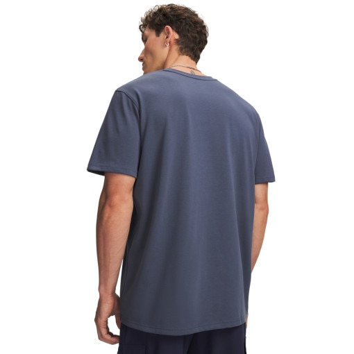 Męski t-shirt z nadrukiem Under Armour UA Logo Emb Heavyweight SS - granatowy