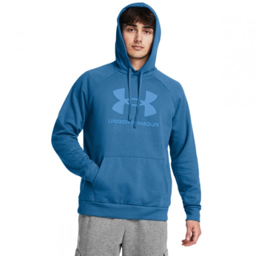 UNDER ARMOUR Męska bluza dresowa nierozpinana z kapturem Under Armour UA Rival Fleece Logo HD  niebieska Niebieski