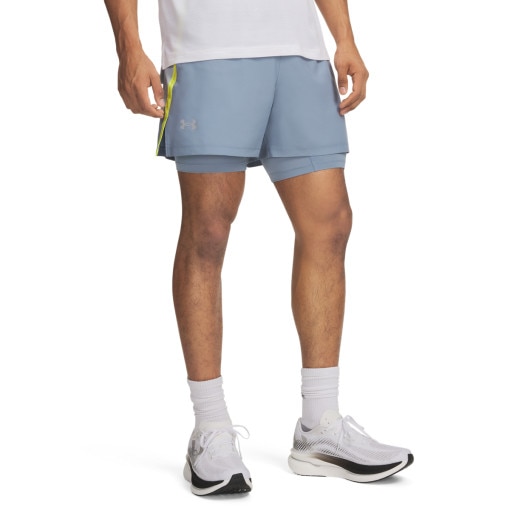 Męskie spodenki do biegania Under Armour UA Launch 5'' 2-in-1 Short - niebieskie