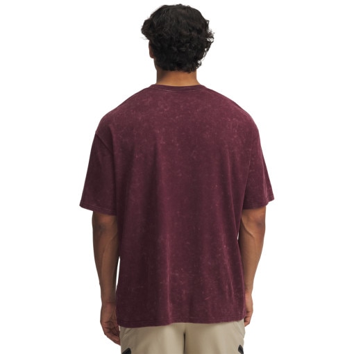 Męski t-shirt Under Armour UA Heavyweight Oversized Logo Wash - bordowy