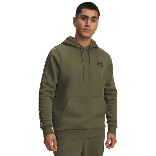  UNDER ARMOUR Męska bluza dresowa nierozpinana z kapturem Under Armour UA Icon Fleece Hd Taping  khaki Khaki