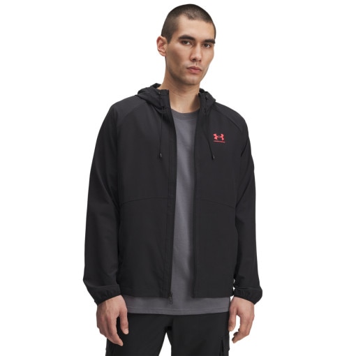  UNDER ARMOUR Męska kurtka wiatrówka Under Armour UA Stretch Woven Windbreaker  czarna Czarny
