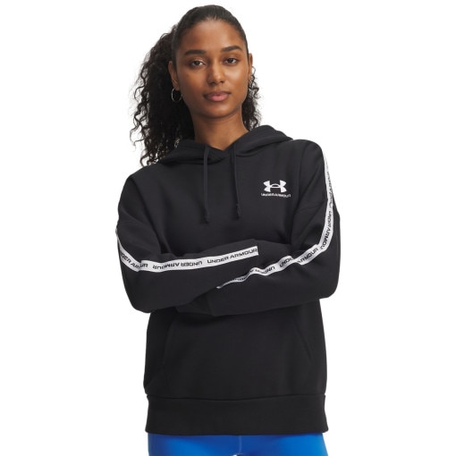 UNDER ARMOUR Damska bluza nierozpinana z kapturem Under Armour UA Icon Fleece Taped  czarna Czarny