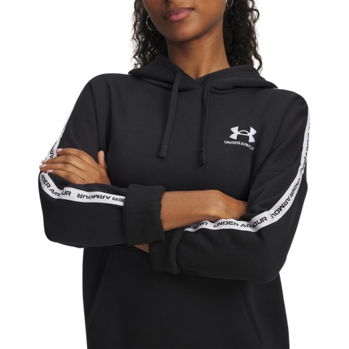Damska bluza nierozpinana z kapturem Under Armour UA Icon Fleece Taped - czarna