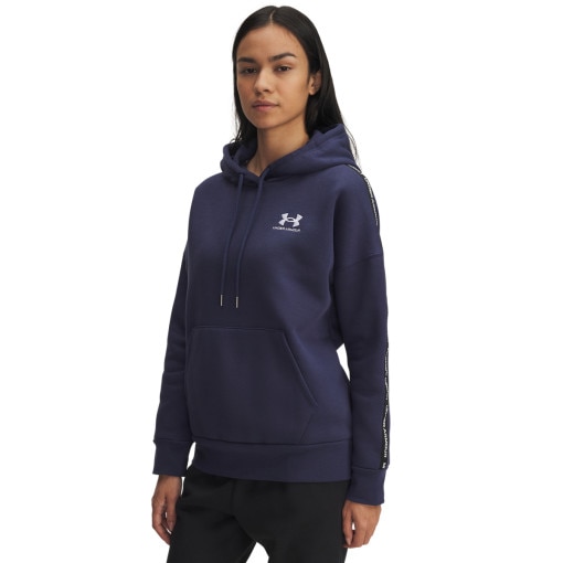  UNDER ARMOUR Damska bluza nierozpinana z kapturem Under Armour UA Icon Fleece Taped  granatowa Granatowy