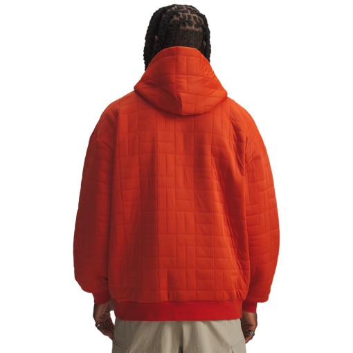 Męska bluza nierozpinana z kapturem Under Armour UA Unstoppable Fleece Textured - pomarańczowa