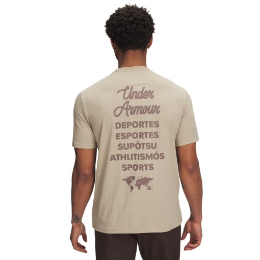 Męski t-shirt z nadrukiem Under Armour UA Sports Wordmark - beżowy