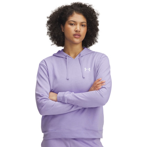  UNDER ARMOUR Damska bluza dresowa nierozpinana z kapturem Under Armour UA Rival Terry Hoodie  fioletowa Fioletowy