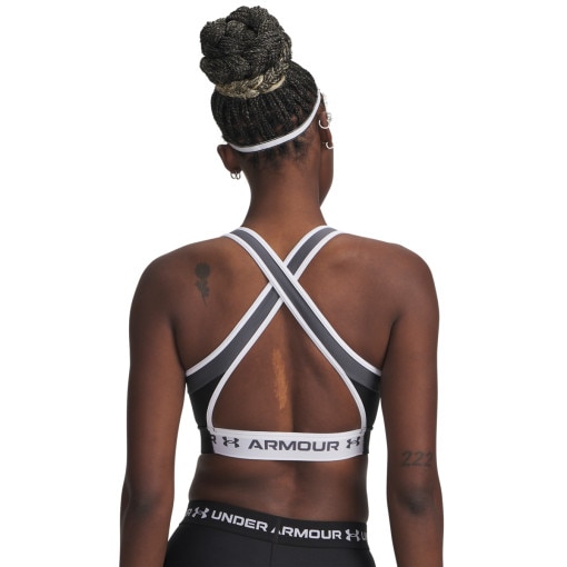 Damski biustonosz treningowy Under Armour UA Crossback Mid Open Back - czarny