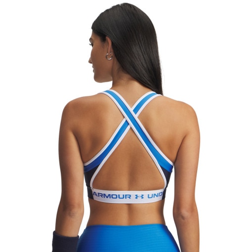 Damski biustonosz treningowy Under Armour UA Crossback Mid Open Back - niebieski