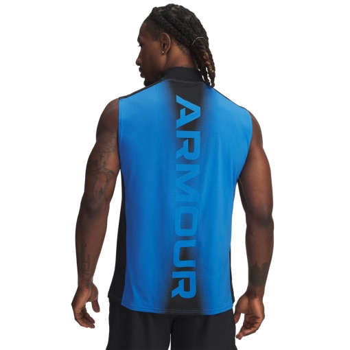 Męski top tank treningowy Under Armour HeatGear Wordmark - niebieski