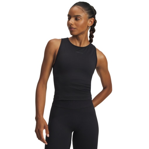  UNDER ARMOUR Damski top treningowy Under Armour Project Rock Seamless Tank  czarny  Czarny