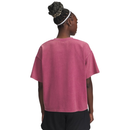 Damski t-shirt oversize Under Armour UA HWT Boxy Wash SS - różowy