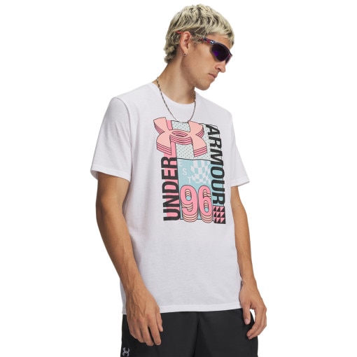 UNDER ARMOUR Męski tshirt z nadrukiem Under Armour UA M LOGO COLLAGE biały Biały