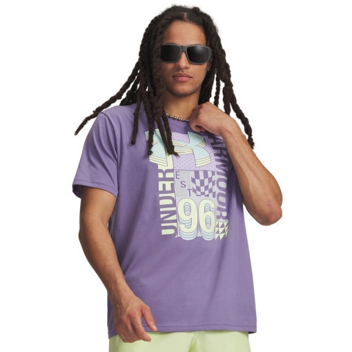 UNDER ARMOUR Męski tshirt z nadrukiem Under Armour UA M LOGO COLLAGE fioletowy Fioletowy